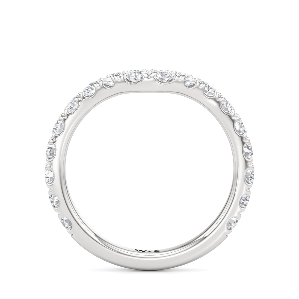 Elan Pear Diamond Wedding Band with Platinum Cut Diamond in 14KT Platinum view 4
