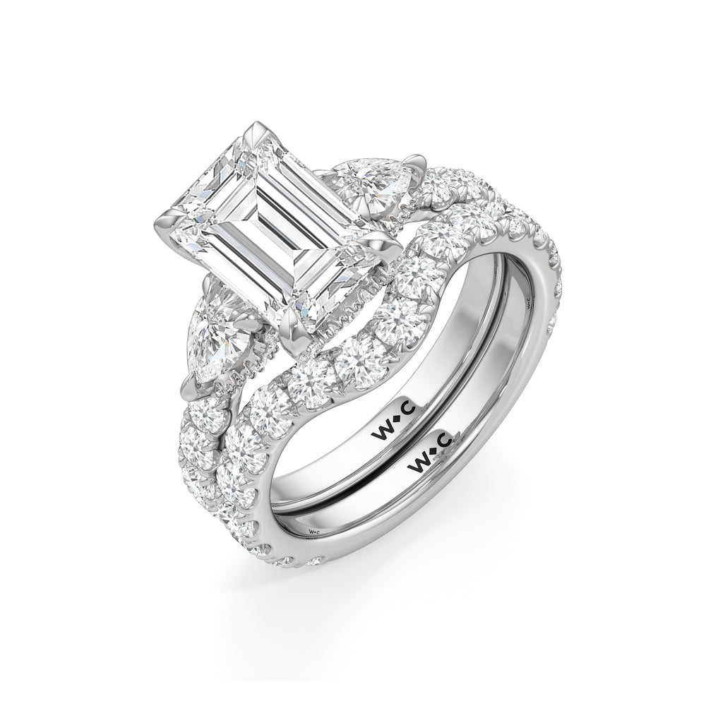 Elan Pear Diamond Wedding Band with Platinum Cut Diamond in 14KT Platinum view 6

