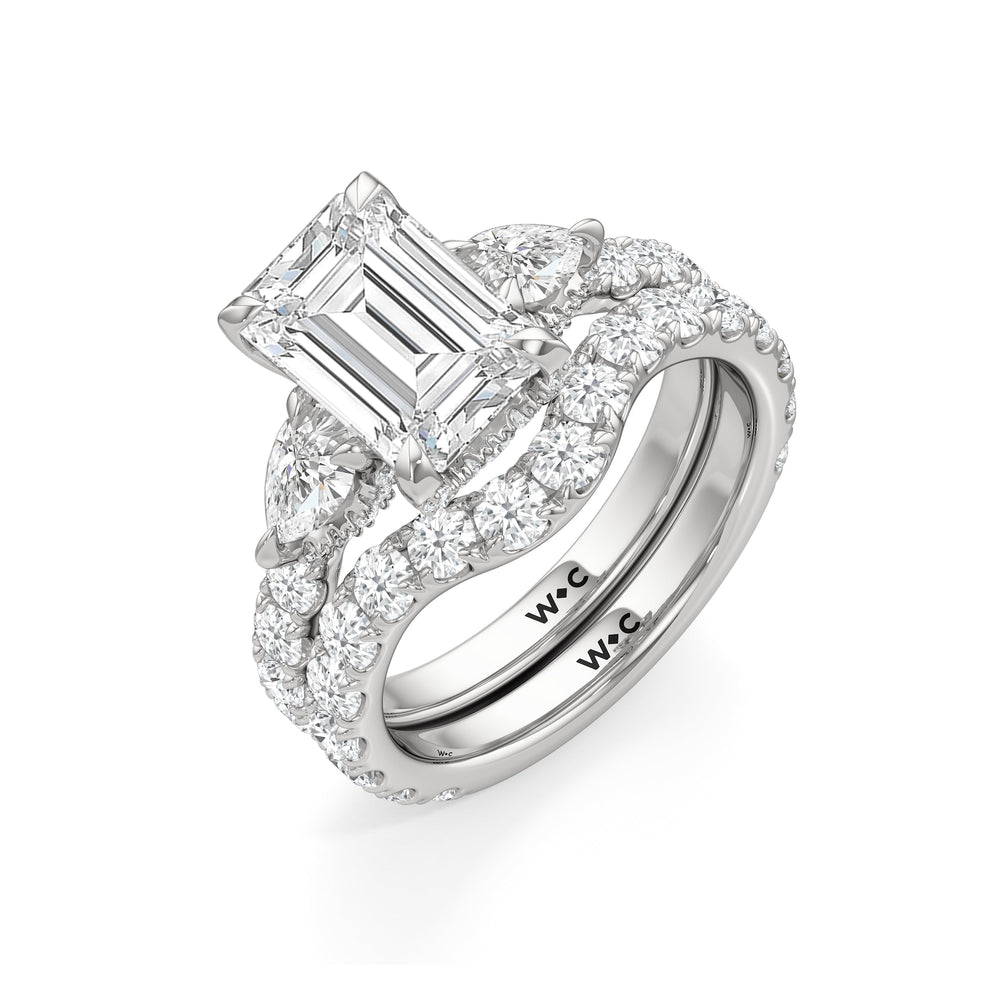 Elan Pear Engagement Ring with Cushion Cut Diamond in 14KT Platinum view 6
