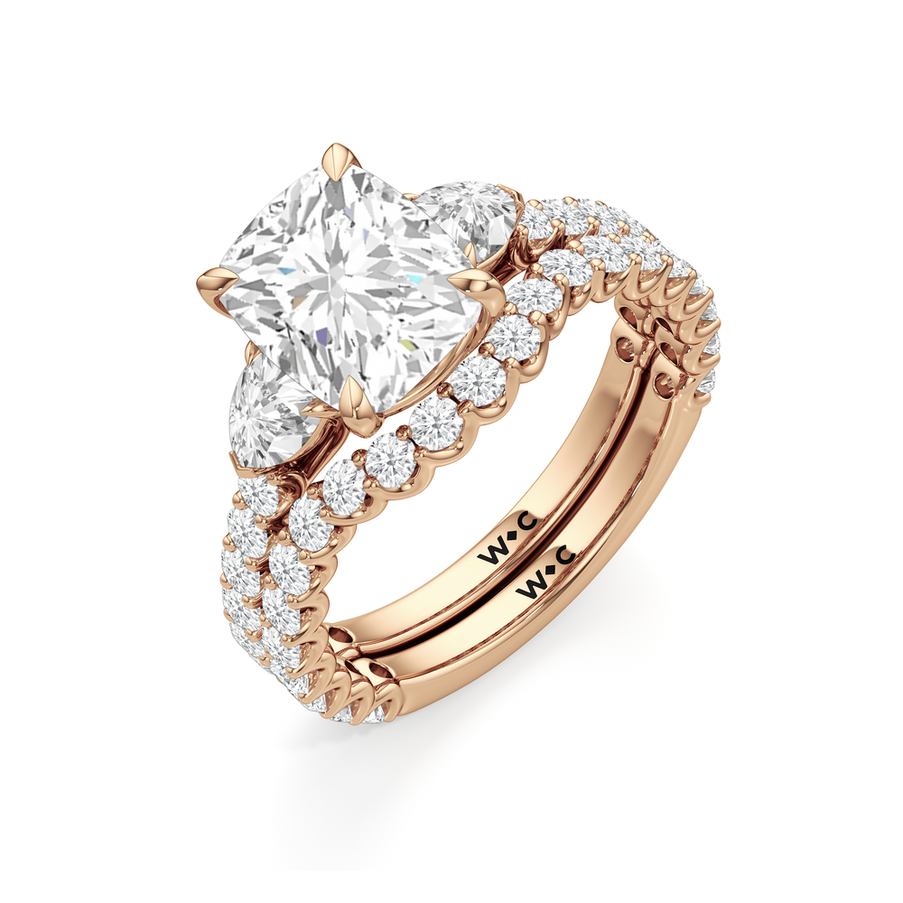 Arc Pear Diamond Wedding Band with 18KT Rose Gold Cut Diamond in 14KT Rose Gold view 6
