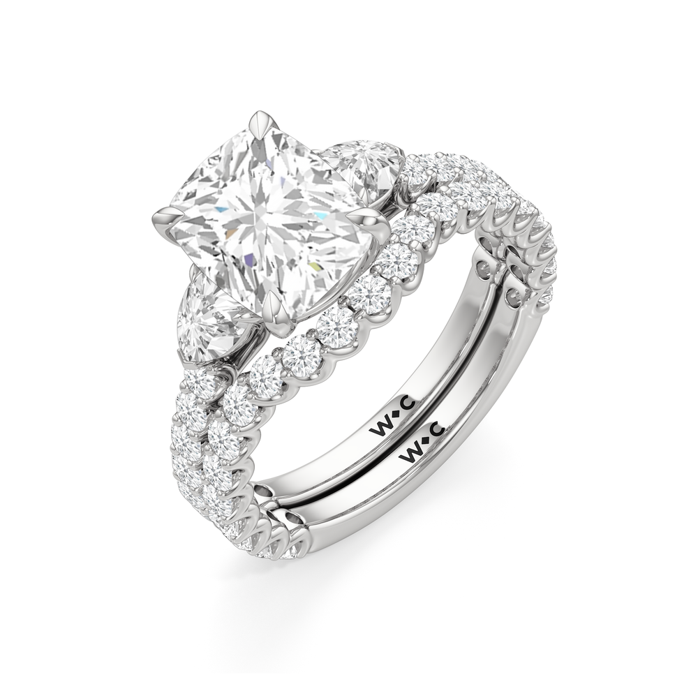 Arc Pear Engagement Ring with Elongated Cushion Cut Diamond in 14KT Platinum view 6
