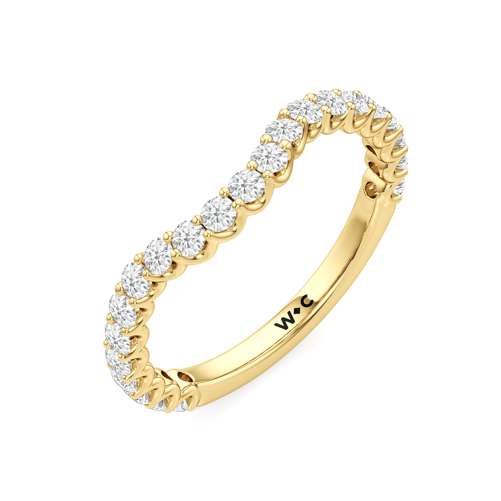 Arc Pear Diamond Wedding Band with 18KT Yellow Gold Cut Diamond in 14KT Yellow Gold view 5
