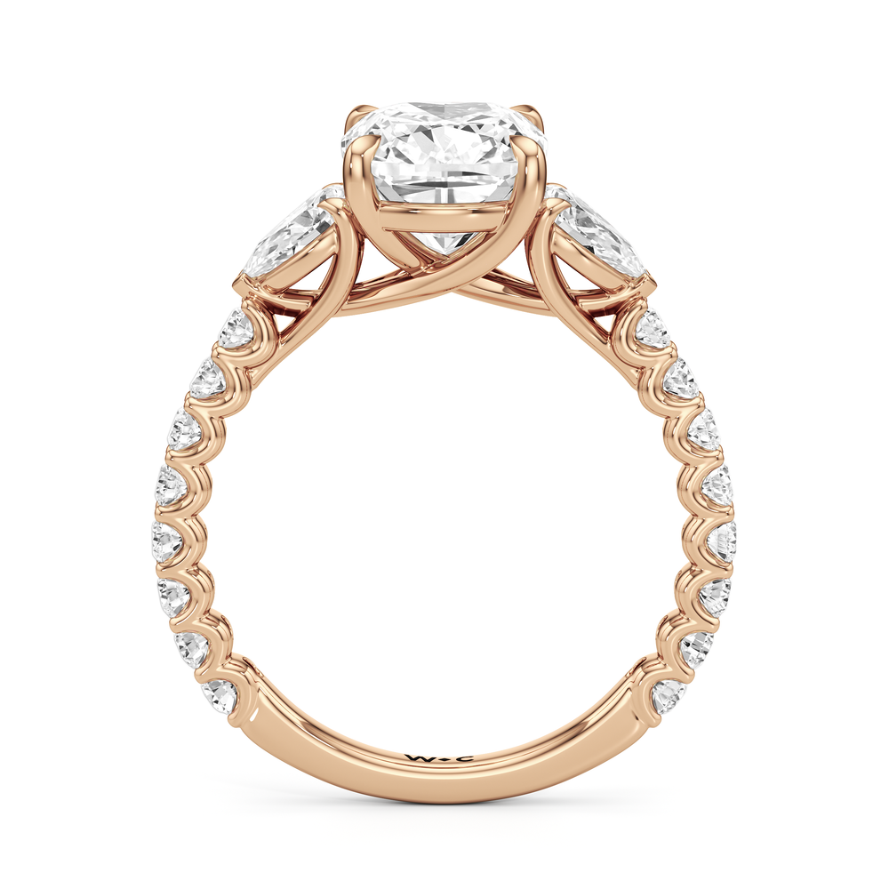 Arc Pear Engagement Ring with Elongated Cushion Cut Diamond in 14KT Rose Gold view 4
