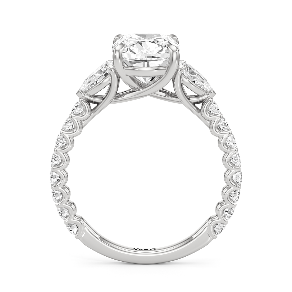 Arc Pear Engagement Ring with Elongated Cushion Cut Diamond in 14KT Platinum view 4
