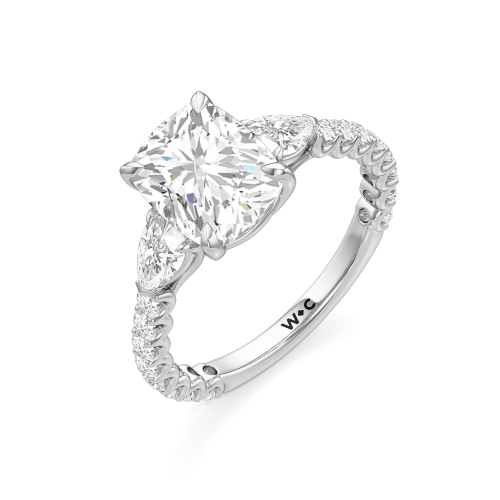 Arc Pear Engagement Ring with Elongated Cushion Cut Diamond in 14KT Platinum view 5
