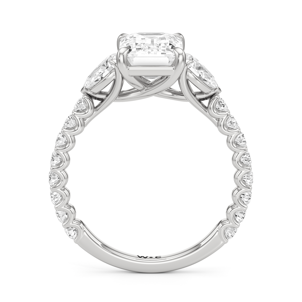 Arc Pear Engagement Ring with Emerald Cut Diamond in 14KT Platinum view 4
