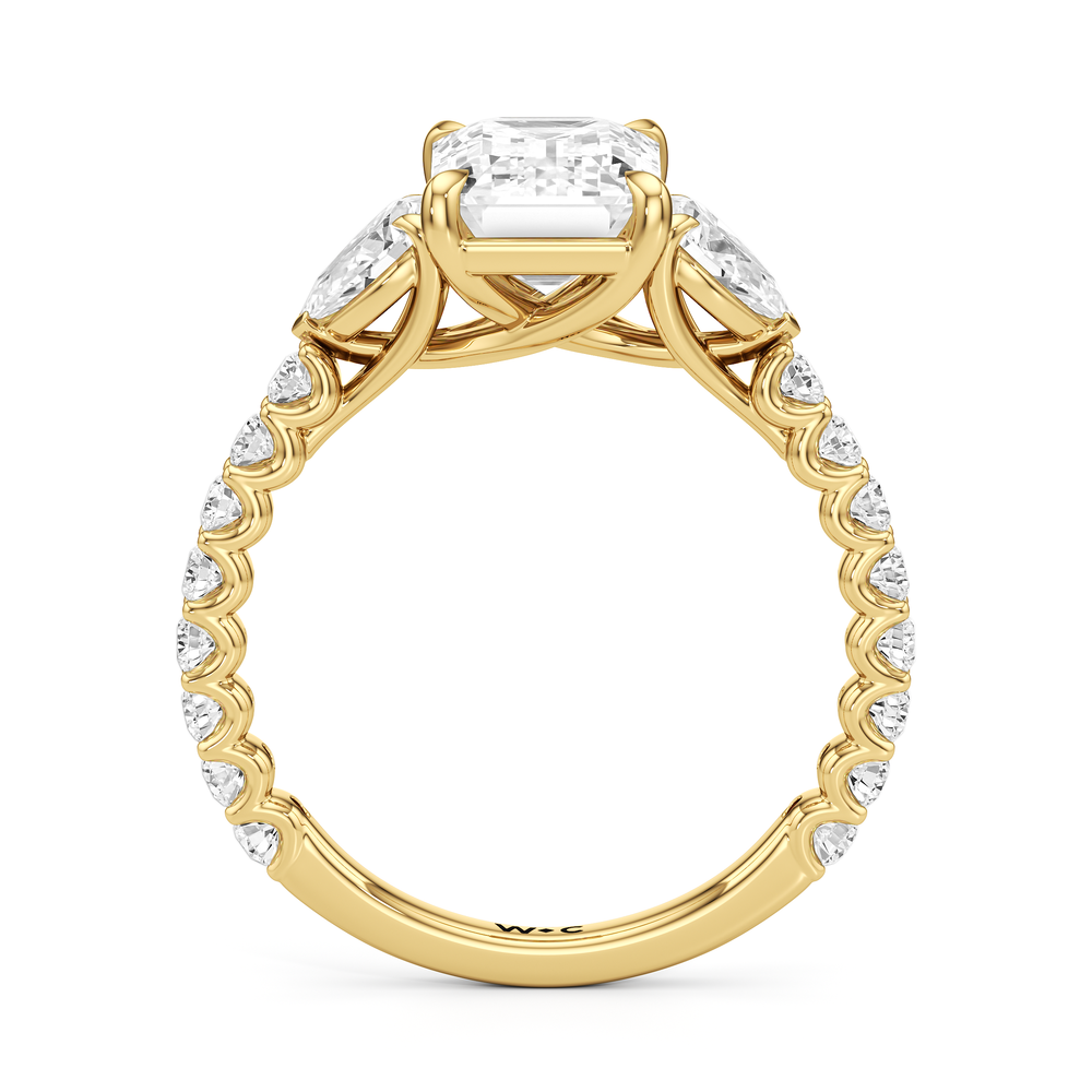 Arc Pear Engagement Ring with Emerald Cut Diamond in 14KT Yellow Gold view 4

