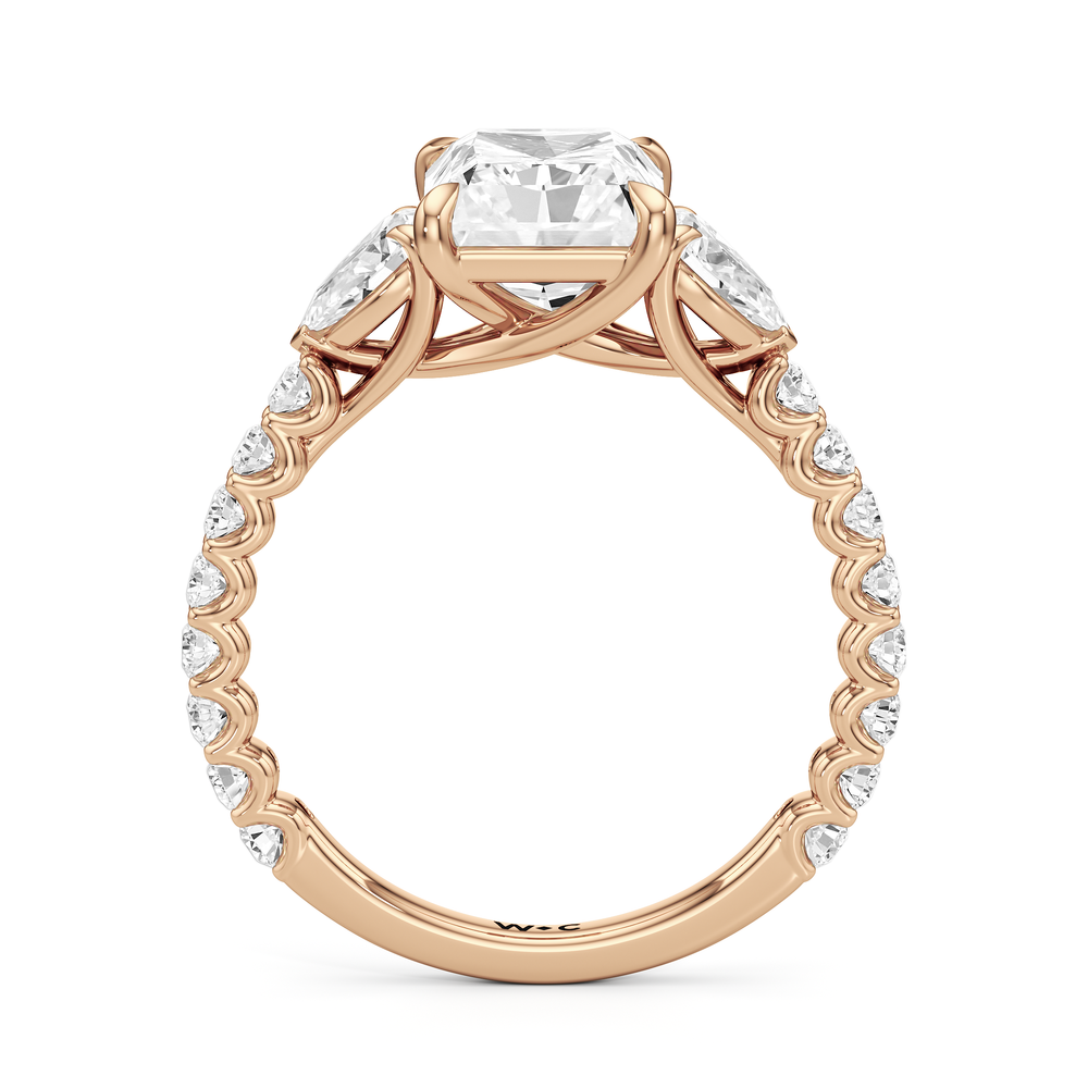 Arc Pear Engagement Ring with Radiant Cut Diamond in 14KT Rose Gold view 4
