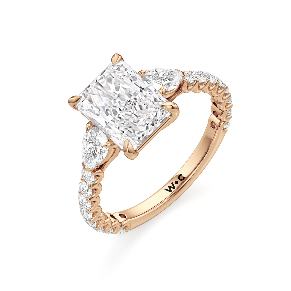 Arc Pear Engagement Ring with Radiant Cut Diamond in 14KT Rose Gold view 5
