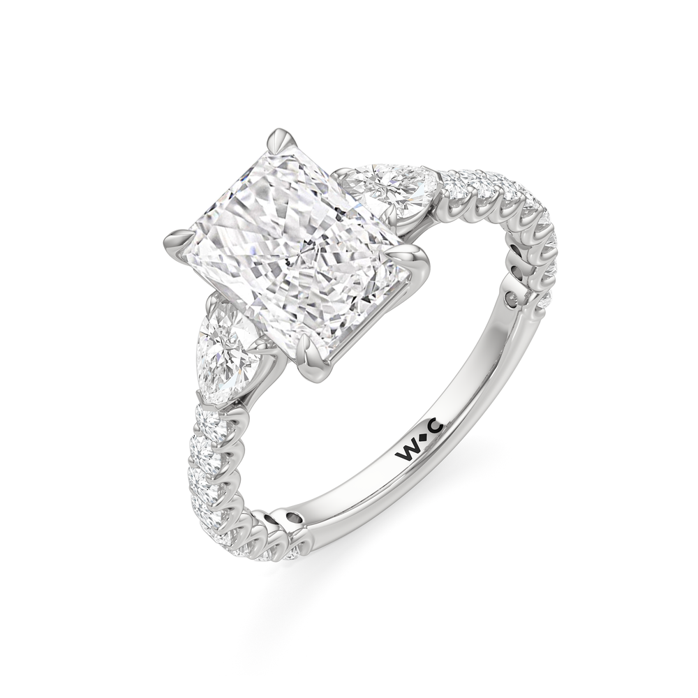 Arc Pear Engagement Ring with Radiant Cut Diamond in 14KT Platinum view 5
