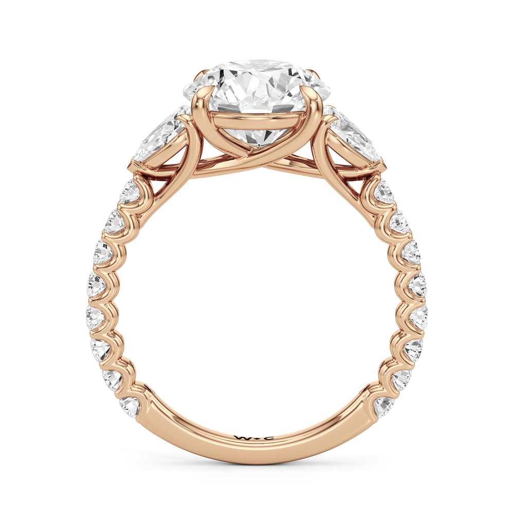 Arc Pear Engagement Ring with Round Cut Diamond in 14KT Rose Gold view 4
