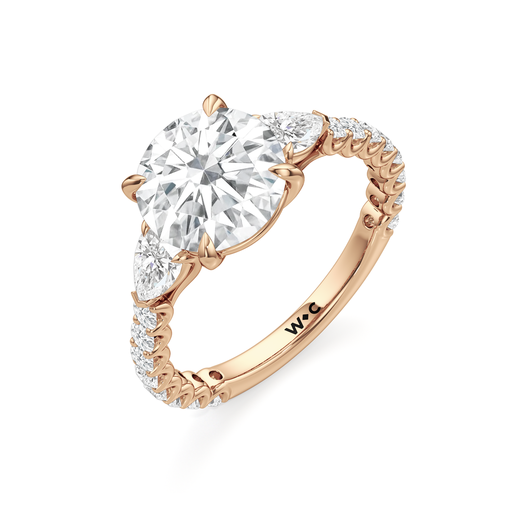 Arc Pear Engagement Ring with Round Cut Diamond in 14KT Rose Gold view 5

