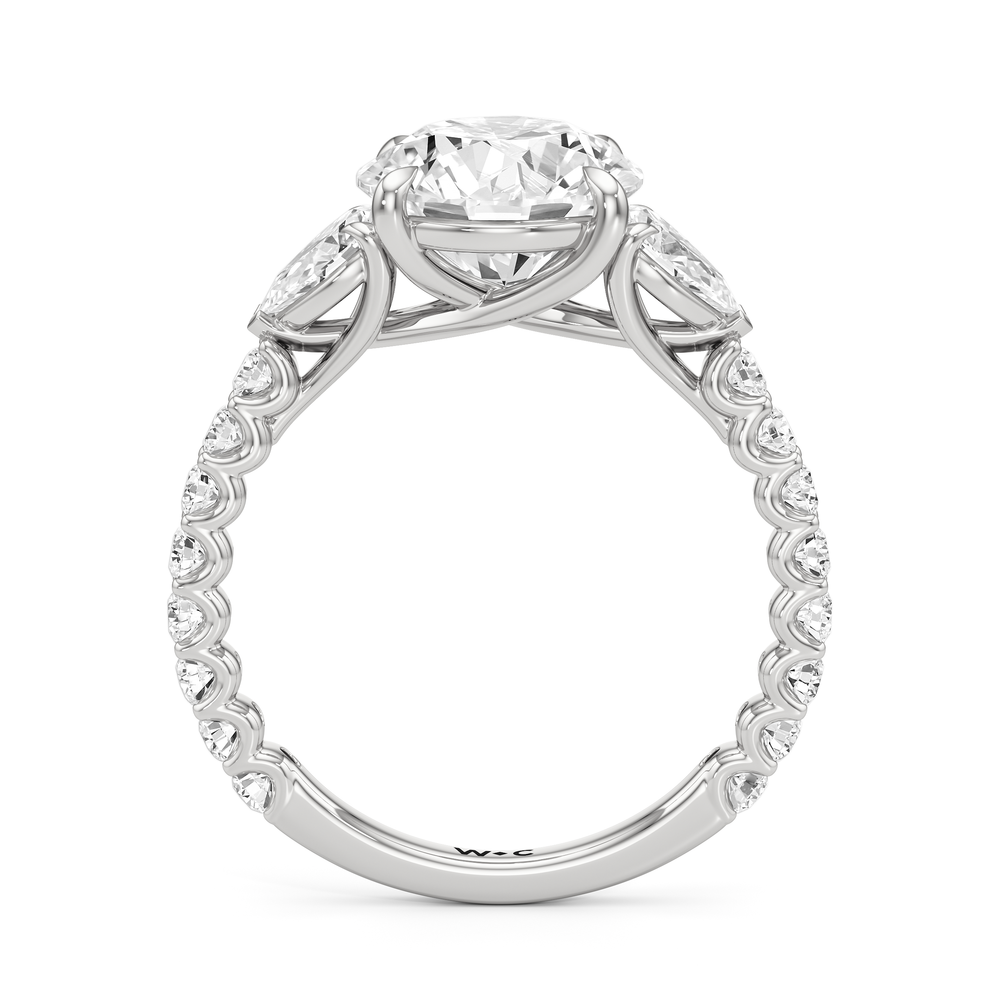 Arc Pear Engagement Ring with Round Cut Diamond in 14KT Platinum view 4
