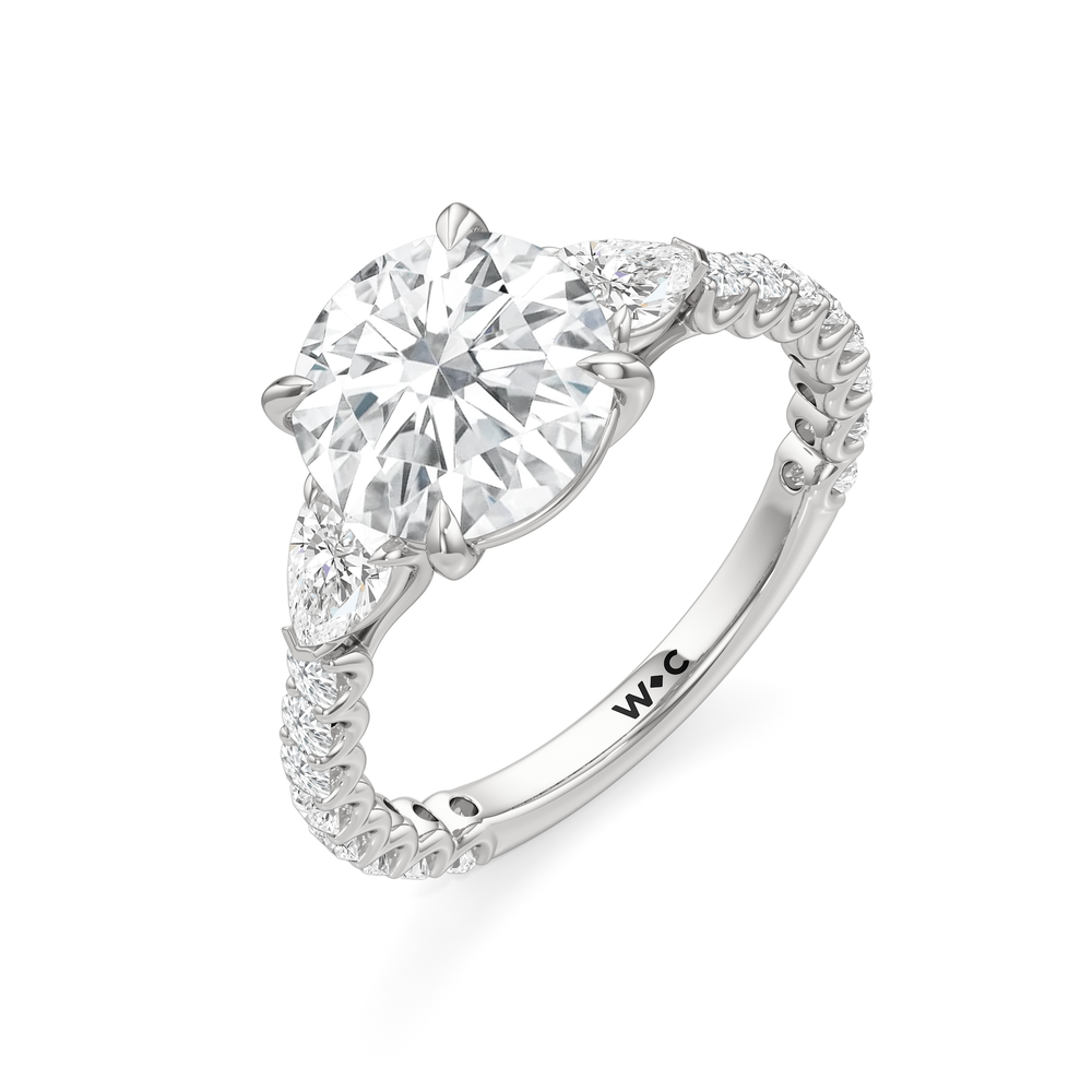 Arc Pear Engagement Ring with Round Cut Diamond in 14KT Platinum view 5
