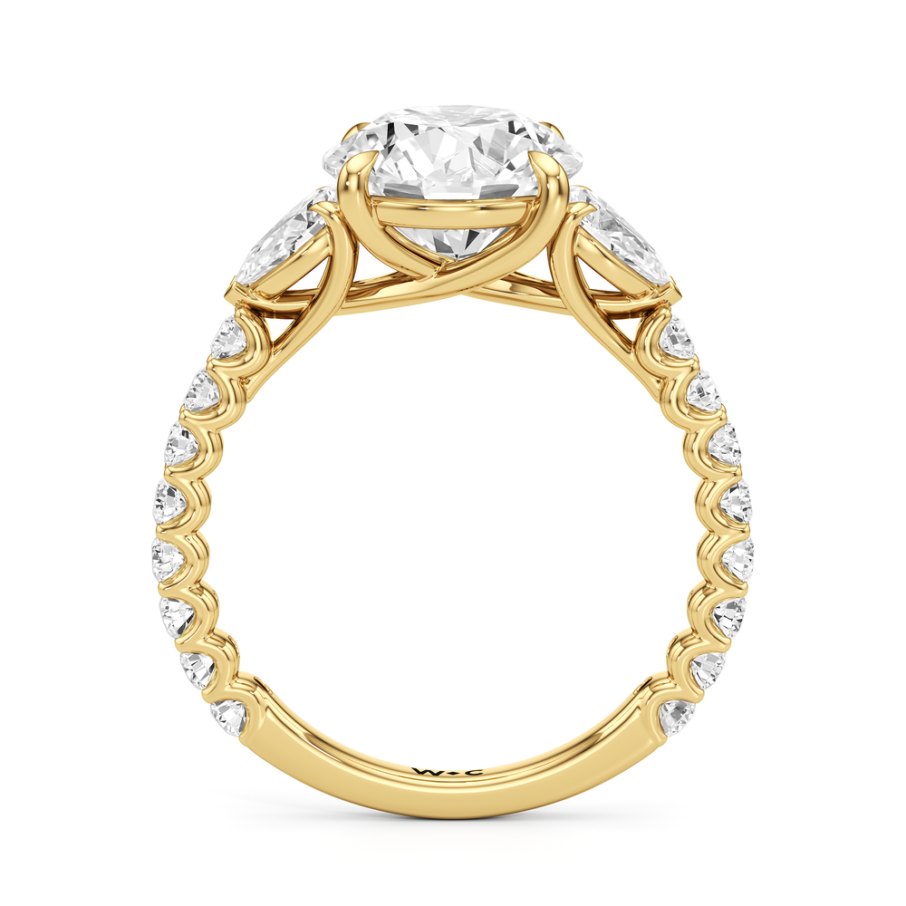 Arc Pear Engagement Ring with Round Cut Diamond in 14KT Yellow Gold view 4
