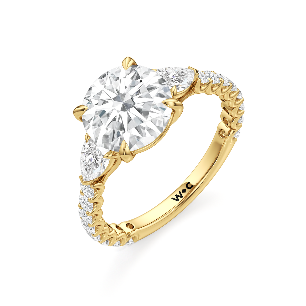 Arc Pear Engagement Ring with Round Cut Diamond in 14KT Yellow Gold view 5
