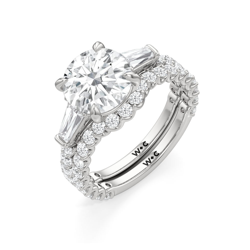 Arc Baguette Diamond Wedding Band with Platinum Cut Diamond in 14KT Platinum view 6

