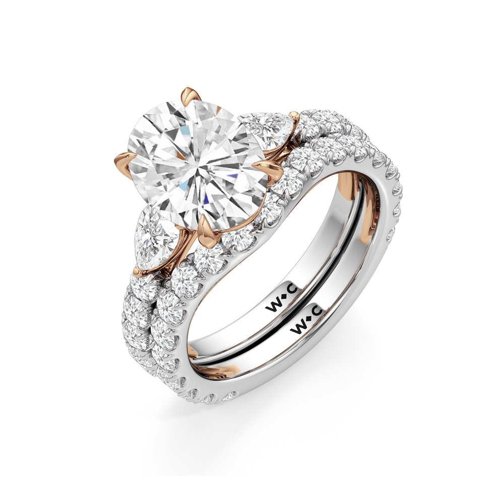 Elan Crossover Engagement Ring with Emerald Cut Diamond in 14KT White & Rose Gold view 6
