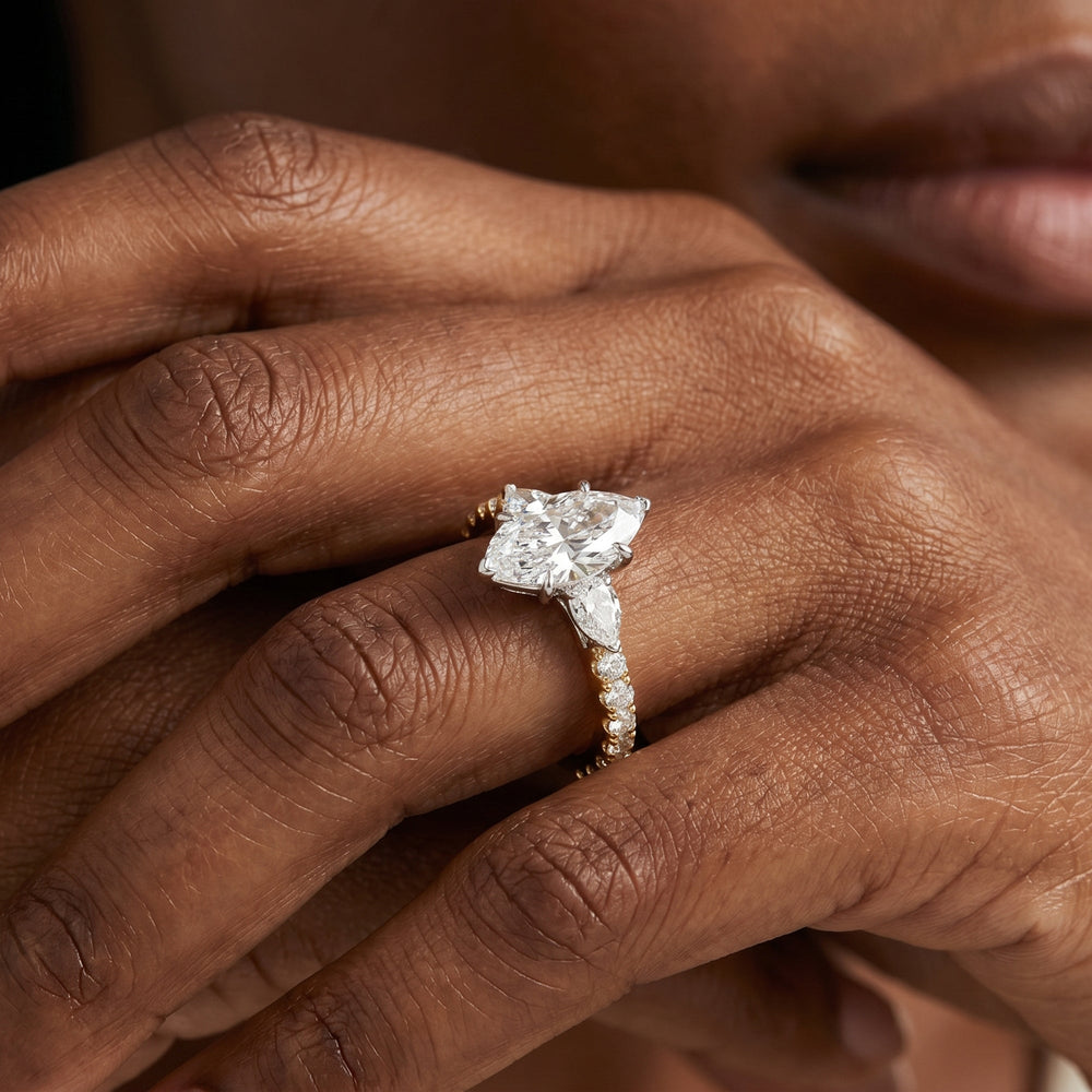Elan Crossover Engagement Ring with Marquise Cut Diamond in 14KT Platinum view 3

