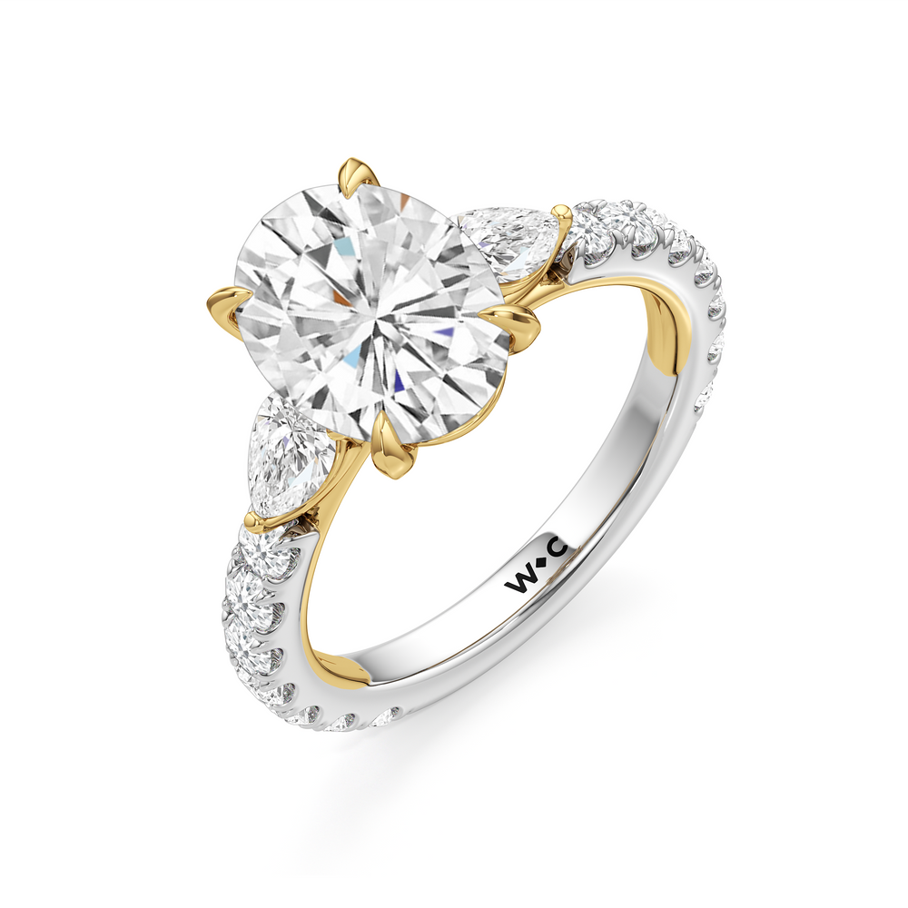 Elan Crossover Engagement Ring with Oval Cut Diamond in 14KT White & Yellow Gold view 5
