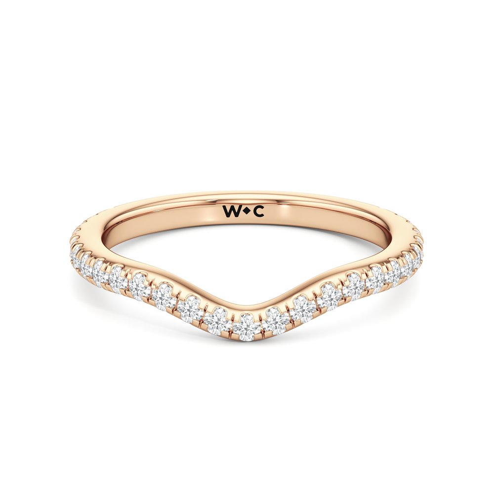 The Tulip Heart Diamond Wedding Band with 18KT Rose Gold Cut Diamond in 14KT Rose Gold view 1
