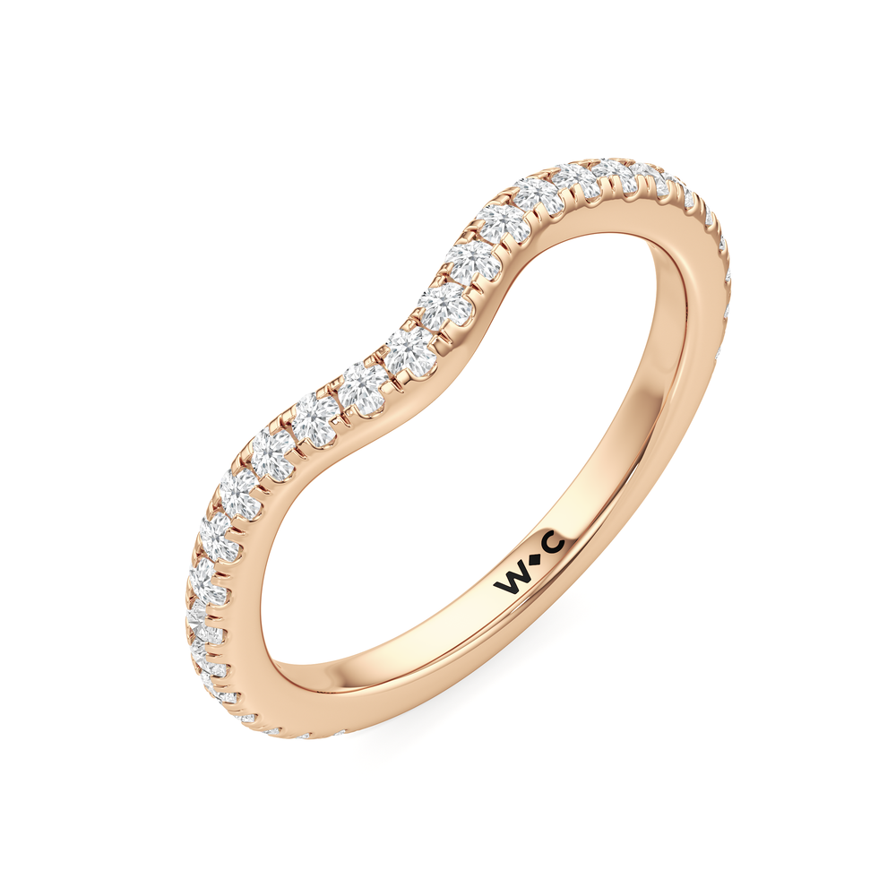 The Tulip Heart Diamond Wedding Band with 18KT Rose Gold Cut Diamond in 14KT Rose Gold view 6
