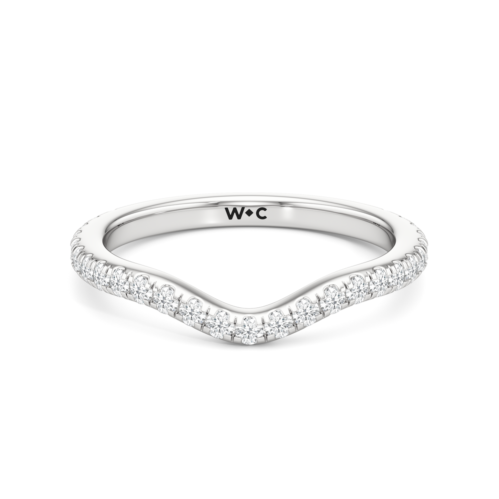 The Tulip Heart Diamond Wedding Band with Platinum Cut Diamond in 14KT Platinum view 1
