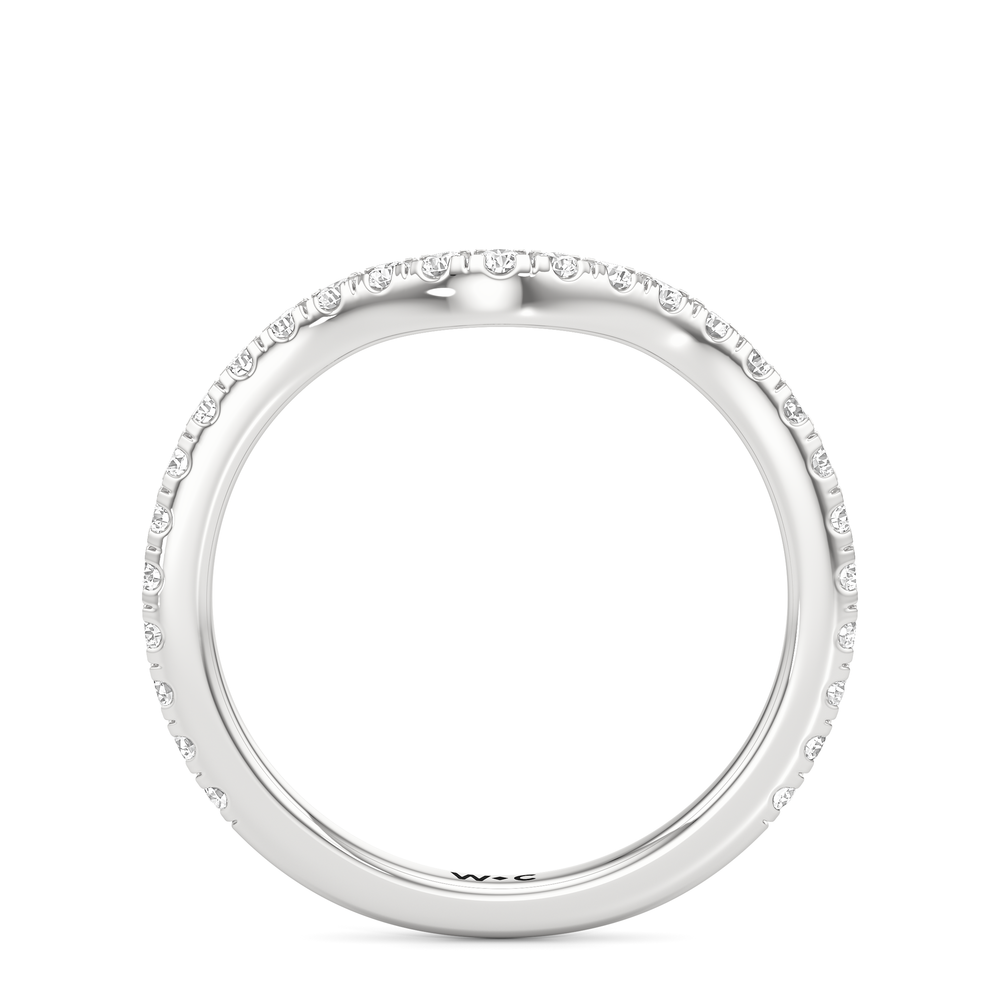 The Tulip Heart Diamond Wedding Band with Platinum Cut Diamond in 14KT Platinum view 5
