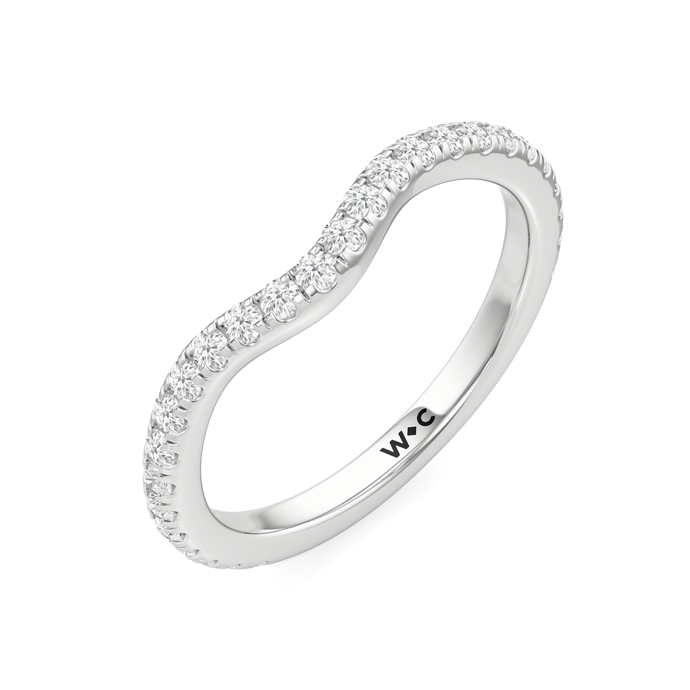 The Tulip Heart Diamond Wedding Band with Platinum Cut Diamond in 14KT Platinum view 6
