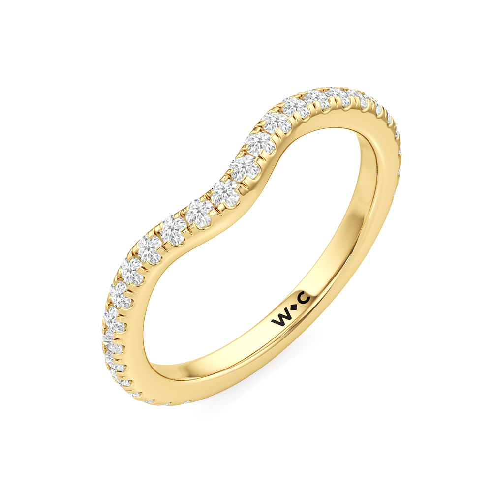 The Tulip Heart Diamond Wedding Band with 18KT Yellow Gold Cut Diamond in 14KT Yellow Gold view 6
