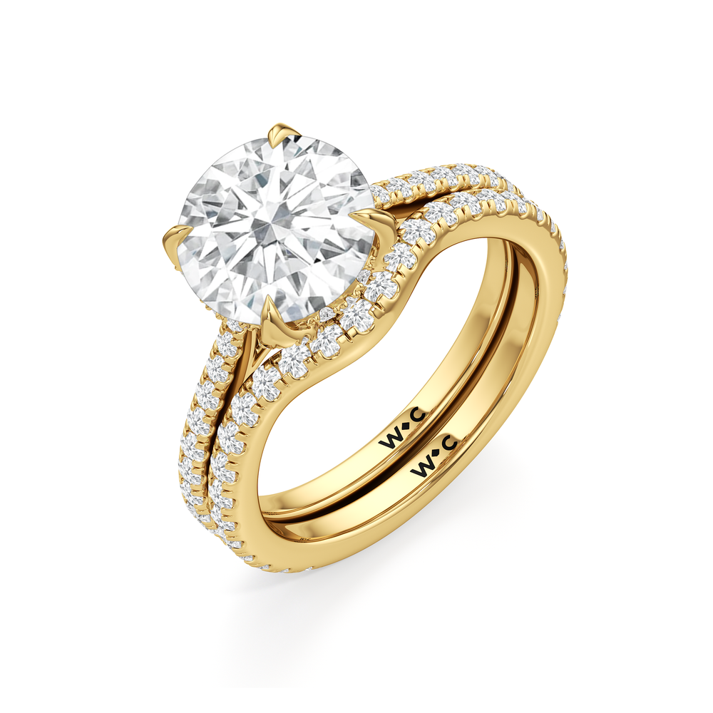 The Tulip Heart Diamond Wedding Band with 18KT Yellow Gold Cut Diamond in 14KT Yellow Gold view 7
