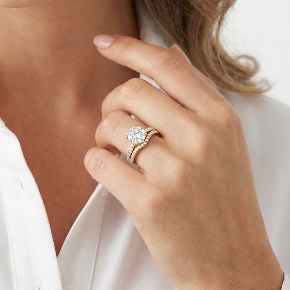 The Tulip Heart Diamond Wedding Band with 18KT Yellow Gold Cut Diamond in 14KT Yellow Gold view 3
