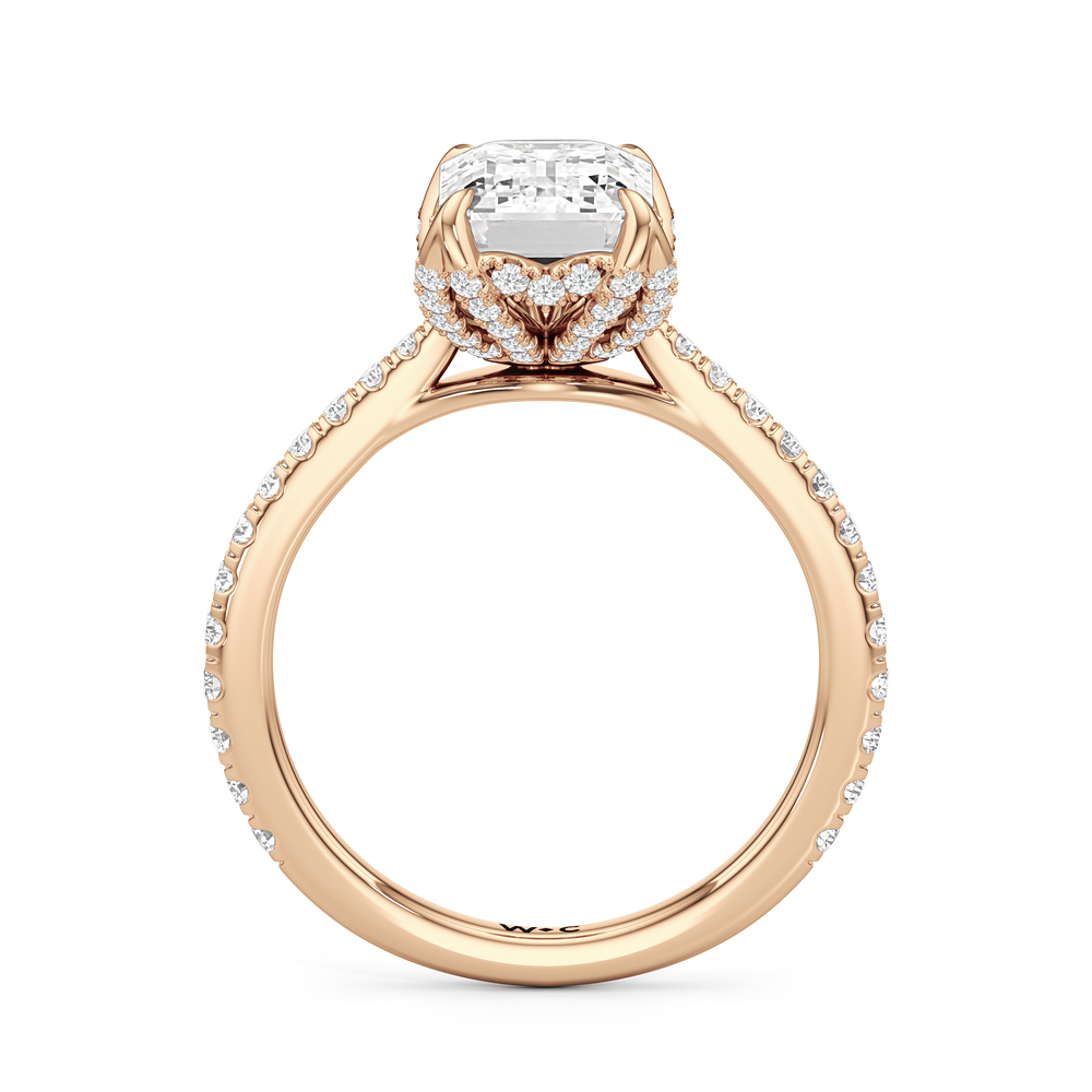 The Tulip Heart Ring with Emerald Cut Diamond in 14KT Rose Gold view 4
