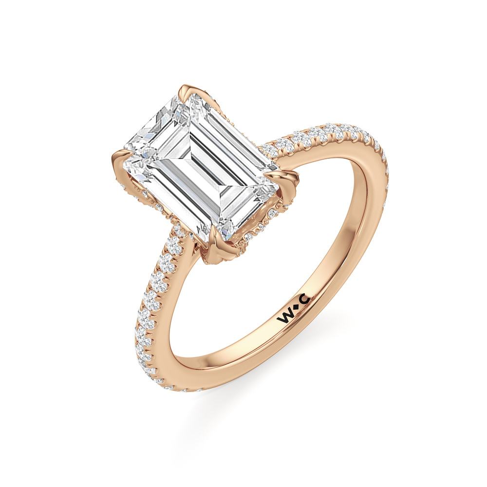 The Tulip Heart Ring with Emerald Cut Diamond in 14KT Rose Gold view 5
