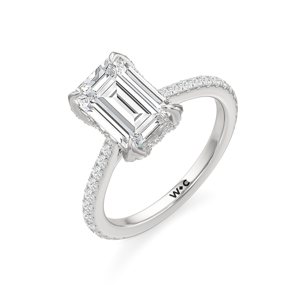 The Tulip Heart Ring with Emerald Cut Diamond in 14KT Platinum view 5
