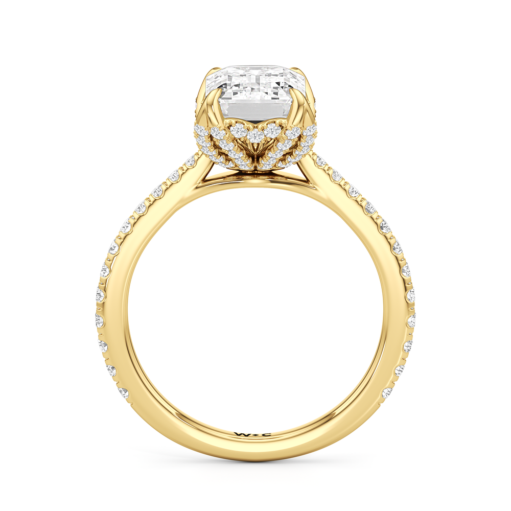 The Tulip Heart Ring with Emerald Cut Diamond in 14KT Yellow Gold view 4
