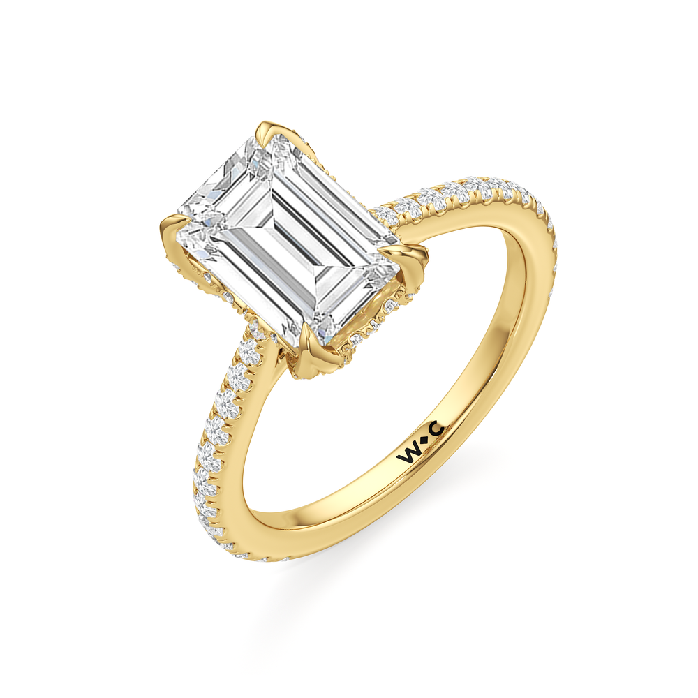 The Tulip Heart Ring with Emerald Cut Diamond in 14KT Yellow Gold view 5

