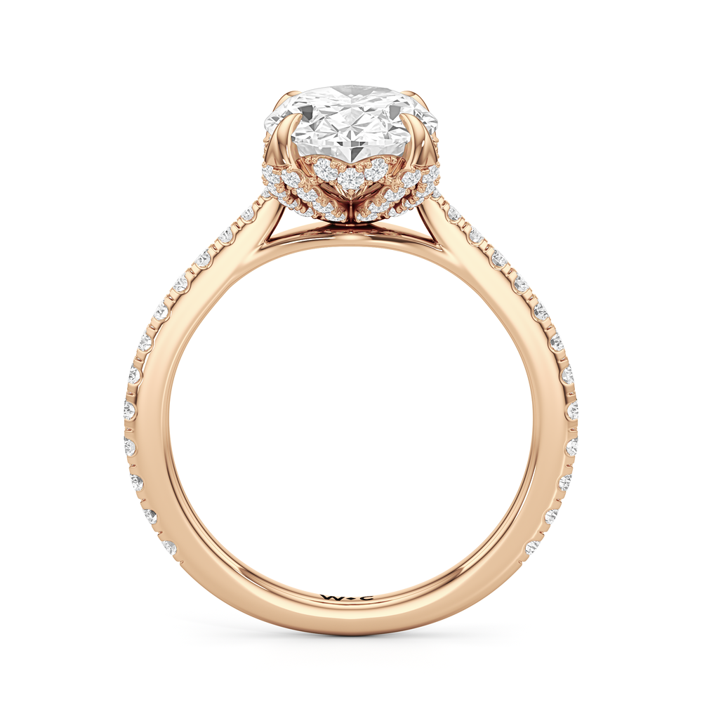 The Tulip Heart Ring with Oval Cut Diamond in 14KT Rose Gold view 4

