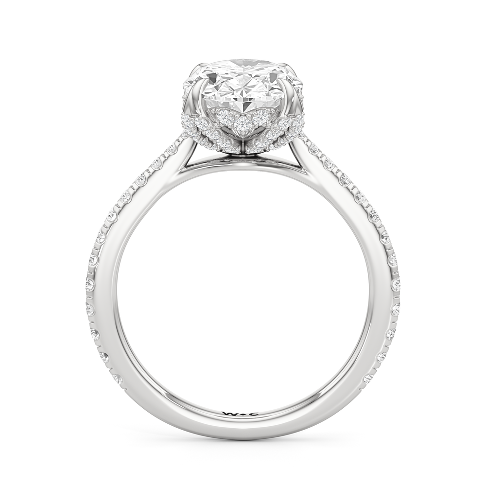 The Tulip Heart Ring with Oval Cut Diamond in 14KT Platinum view 4
