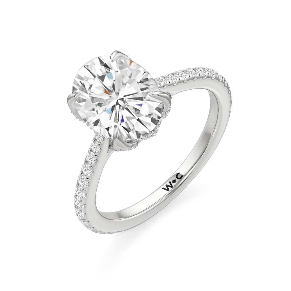 The Tulip Heart Ring with Oval Cut Diamond in 14KT Platinum view 5

