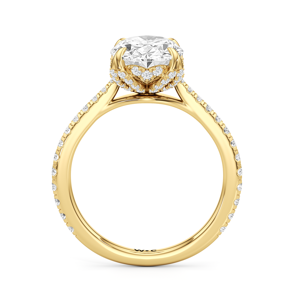 The Tulip Heart Ring with Oval Cut Diamond in 14KT Yellow Gold view 4
