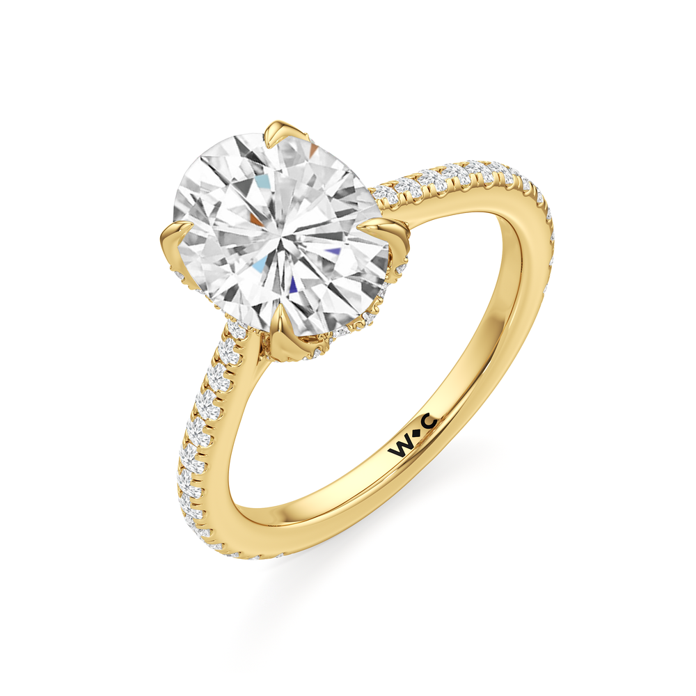 The Tulip Heart Ring with Oval Cut Diamond in 14KT Yellow Gold view 5
