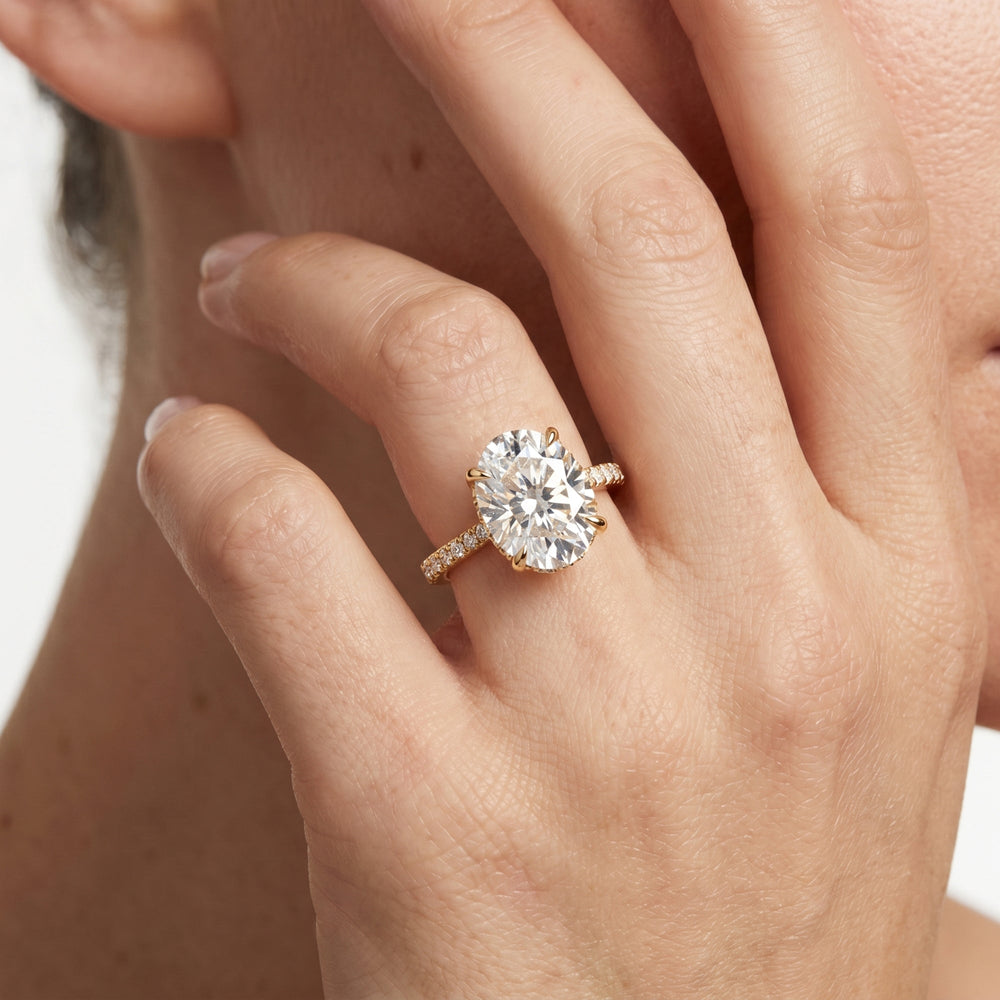 The Tulip Heart Ring with Emerald Cut Diamond in 14KT Yellow Gold view 2
