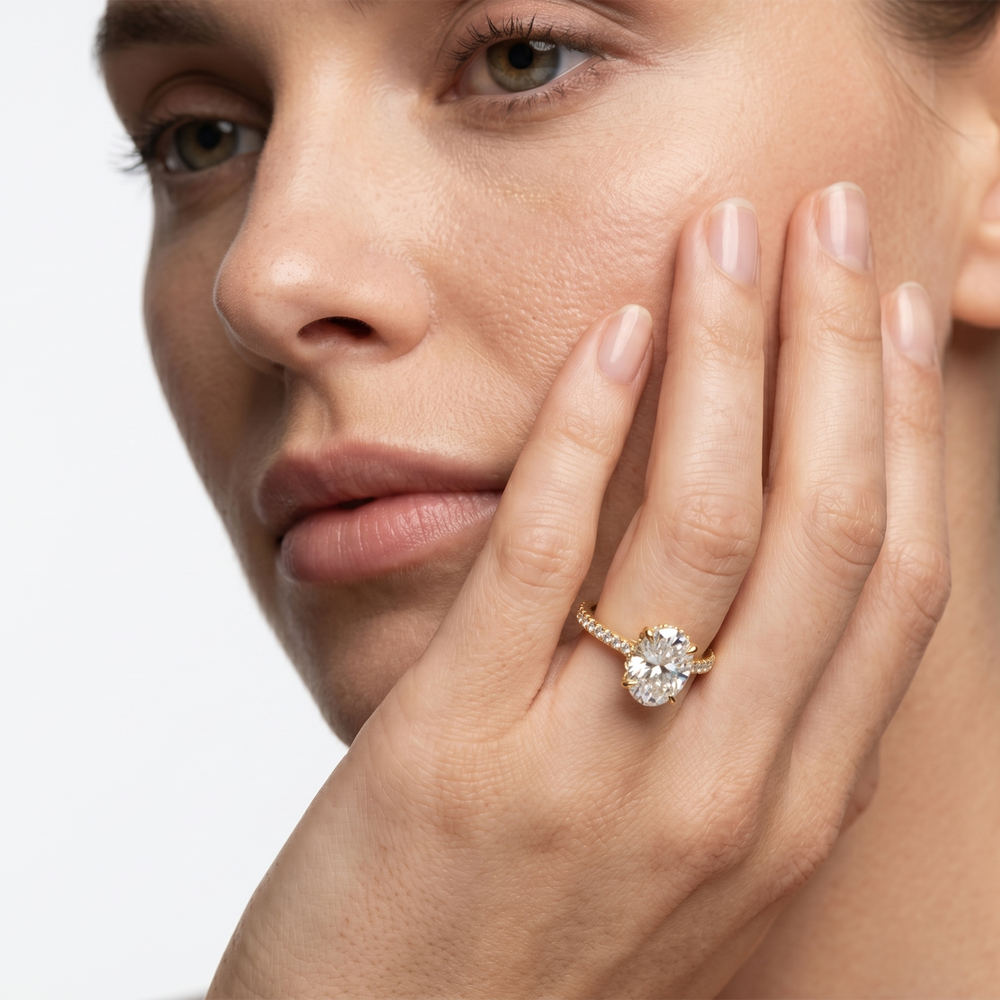 The Tulip Heart Ring with Emerald Cut Diamond in 14KT Yellow Gold view 3

