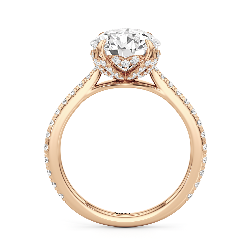 The Tulip Heart Ring with Round Cut Diamond in 14KT Rose Gold view 4
