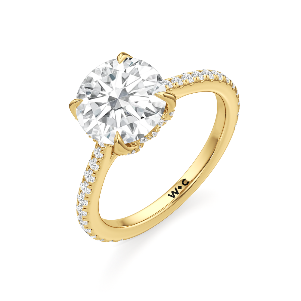 The Tulip Heart Ring with Round Cut Diamond in 14KT Yellow Gold view 5
