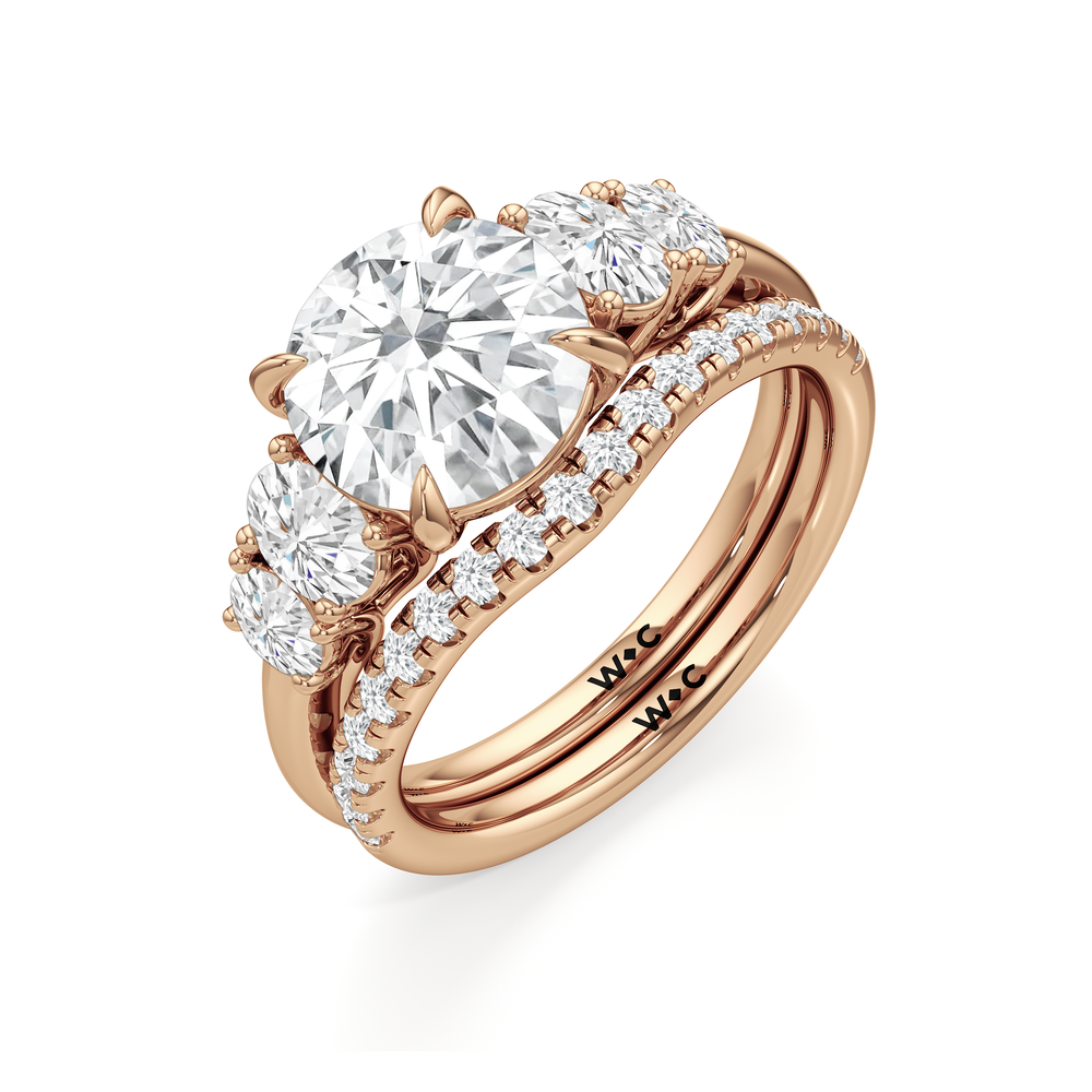 Trellis Oval Side Stone Diamond Wedding Band with 14KT Rose Gold Cut Diamond in 14KT Rose Gold view 6
