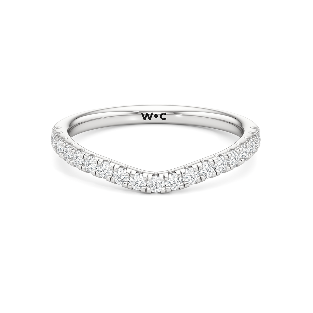 Trellis Oval Side Stone Diamond Wedding Band with 14KT White Gold Cut Diamond in 14KT White Gold view 1
