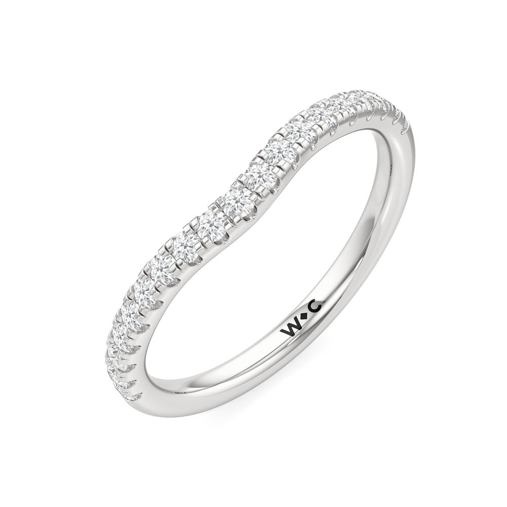 Trellis Oval Side Stone Diamond Wedding Band with 14KT White Gold Cut Diamond in 14KT White Gold view 5
