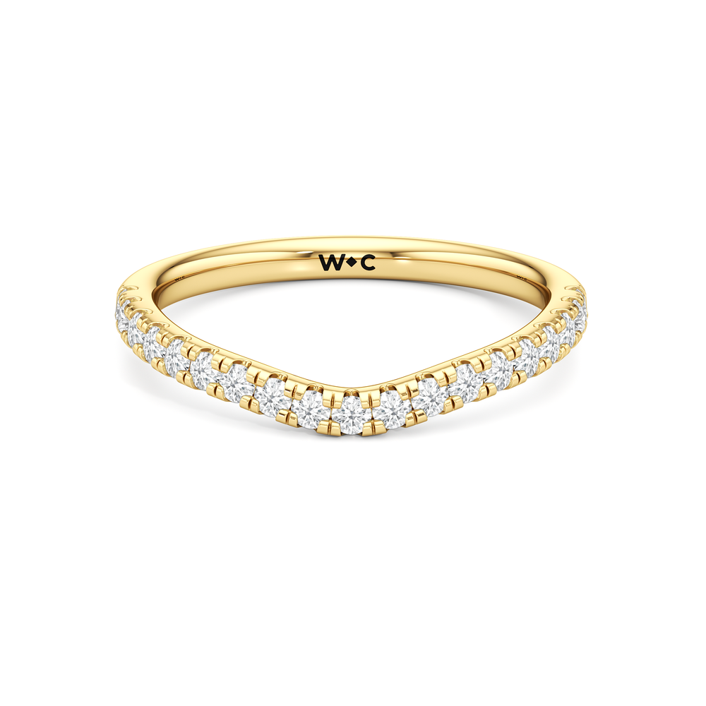 Trellis Oval Side Stone Diamond Wedding Band with 14KT Yellow Gold Cut Diamond in 14KT Yellow Gold view 1

